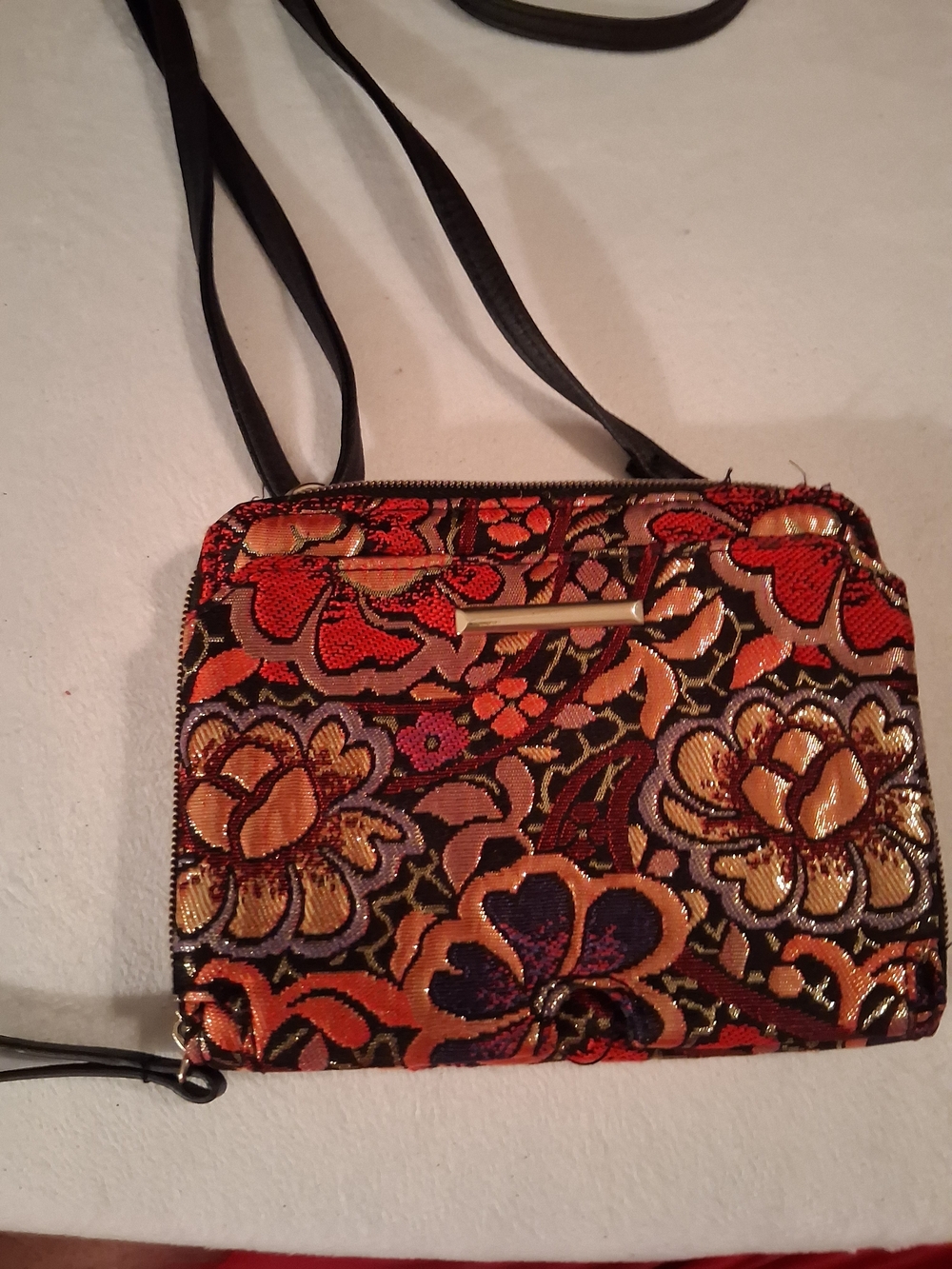 Floral Jacquard Crossbody Bag in Multicolor